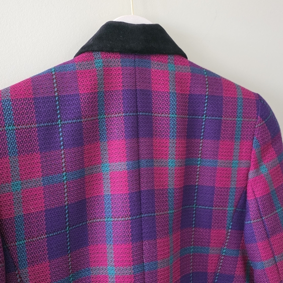 Braemar by Jeremy Scott 6 Vintage Elle Woods Barbiecore Retro Plaid Wool Blazer - Picture 10 of 14